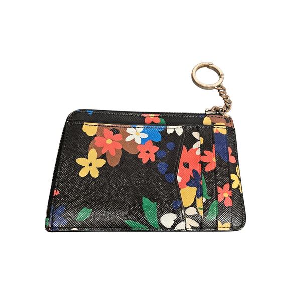 Kate Spade New York Floral Leather Card Holder Keychain Wallet - Picture 2 of 2